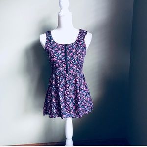 Forever 21 Floral zip up tank top